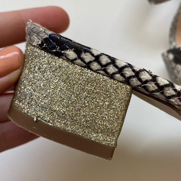 J. Crew Snakeskin Leather Slide Heeled Sandals - Picture 6 of 13